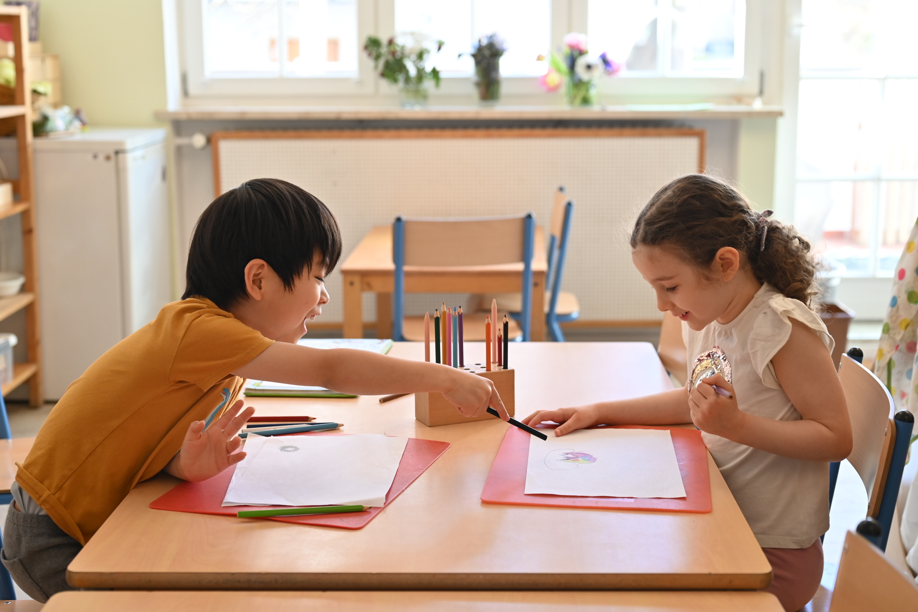 Japanese child in Montessori kindergarten Munich